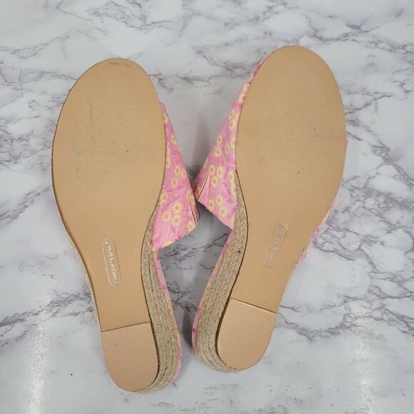 Comfortview Women's The Capri Slip On Mule Pink Floral Wedge Sandals - Picture 6 of 9